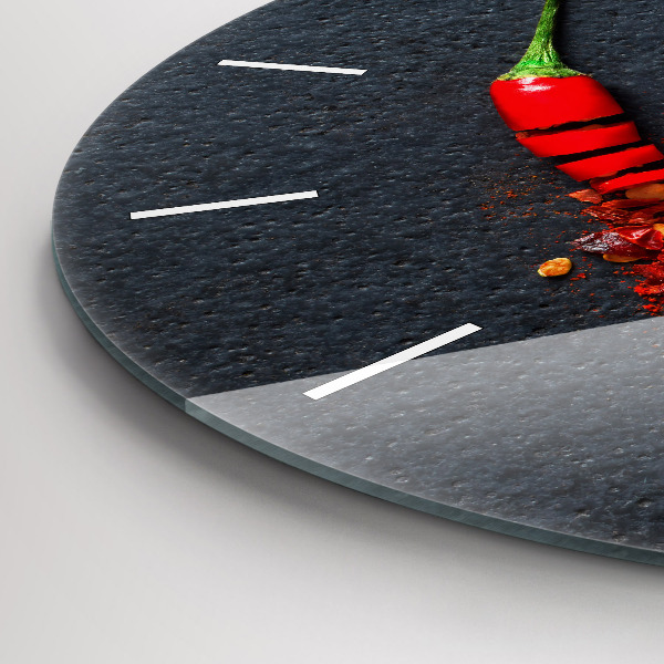 Orologio rotondo in vetro Condimento al peperoncino rosso