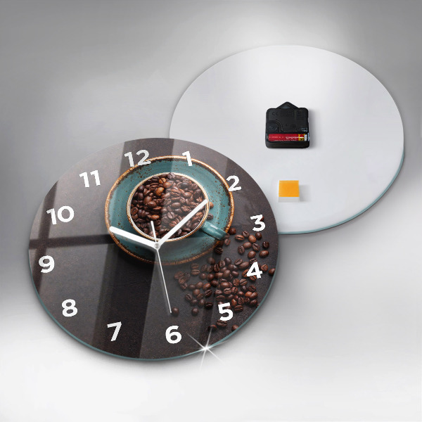Orologio rotondo in vetro Una tazza di caffè
