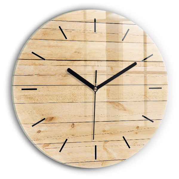 Orologio rotondo in vetro Tavole di legno