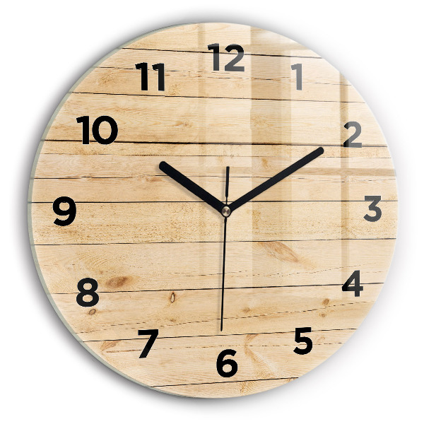 Orologio rotondo in vetro Tavole di legno