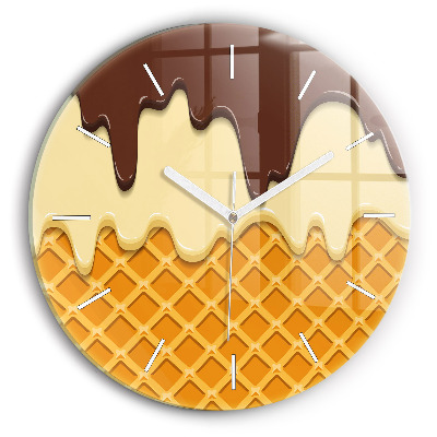 Orologio rotondo in vetro Waffle e gelato