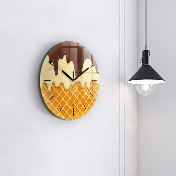 Orologio rotondo in vetro Waffle e gelato
