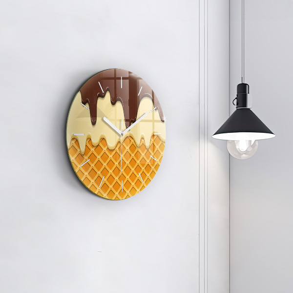 Orologio rotondo in vetro Waffle e gelato
