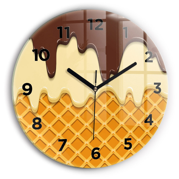 Orologio rotondo in vetro Waffle e gelato