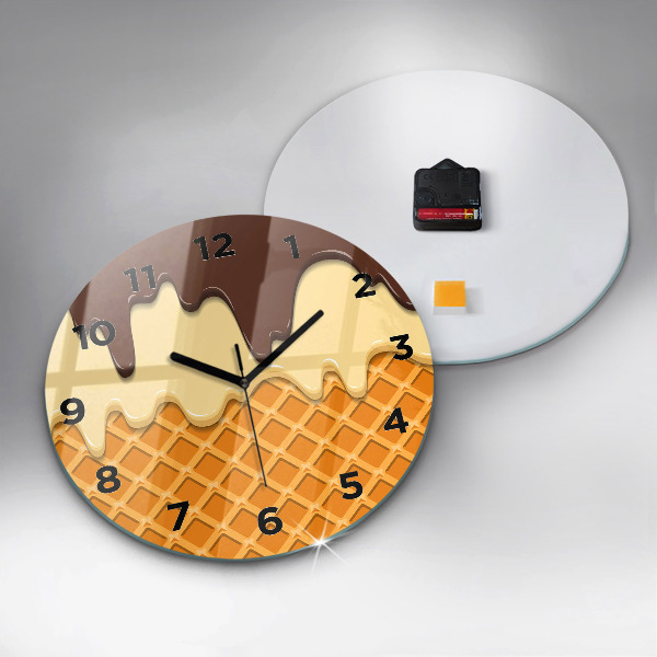 Orologio rotondo in vetro Waffle e gelato