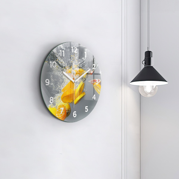 Orologio rotondo in vetro Agrumi in acqua