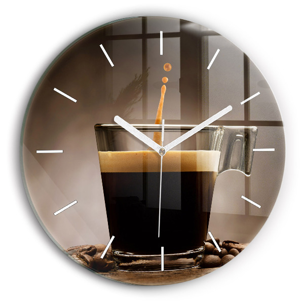 Orologio rotondo in vetro Una tazza di caffè