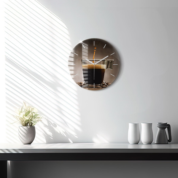Orologio rotondo in vetro Una tazza di caffè