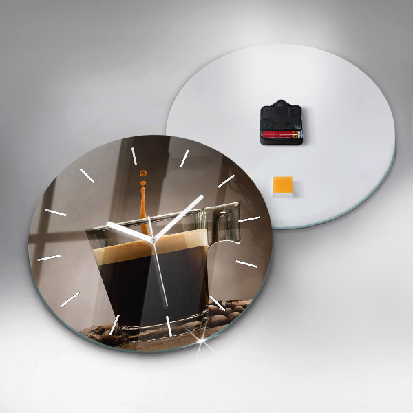 Orologio rotondo in vetro Una tazza di caffè