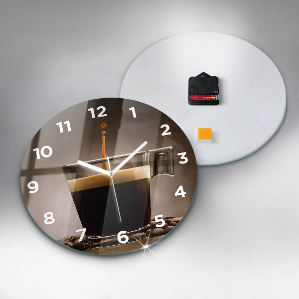 Orologio rotondo in vetro Una tazza di caffè