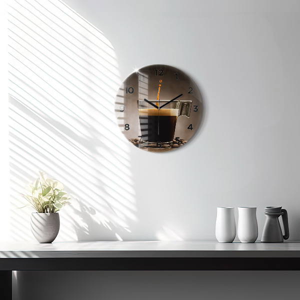 Orologio rotondo in vetro Una tazza di caffè