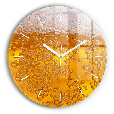 Orologio rotondo in vetro Birra con schiuma