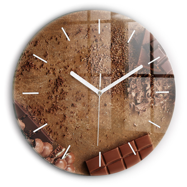 Orologio rotondo in vetro Barrette di cioccolato