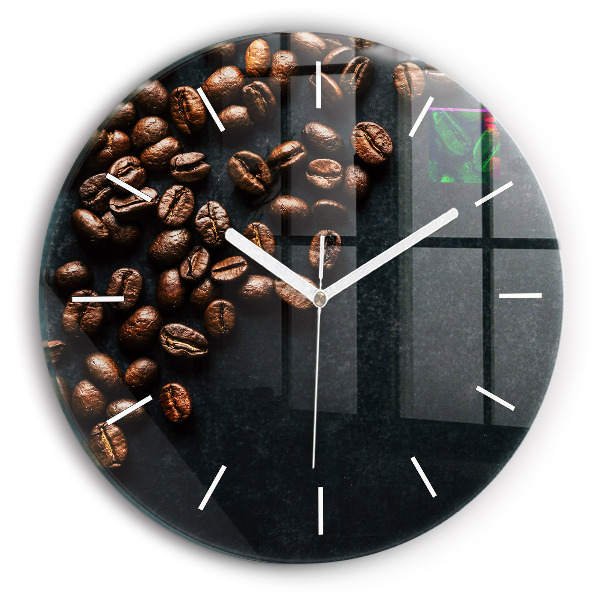 Orologio rotondo in vetro Chicchi di caffè