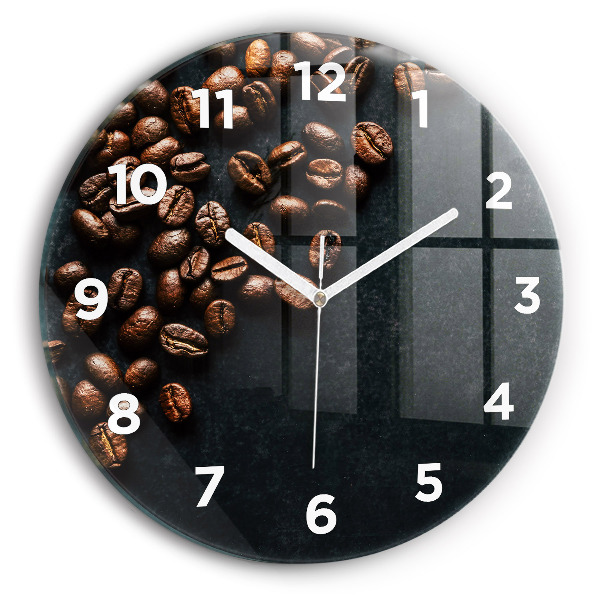 Orologio rotondo in vetro Chicchi di caffè