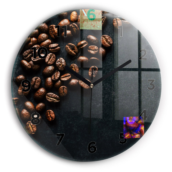 Orologio rotondo in vetro Chicchi di caffè
