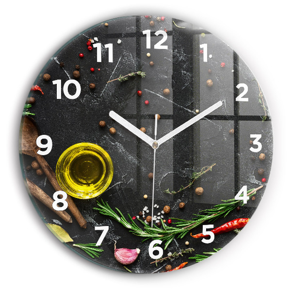 Orologio rotondo in vetro Spezie sul bancone