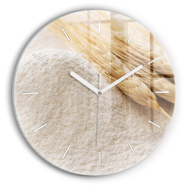 Orologio rotondo in vetro Farina e spighe di grano