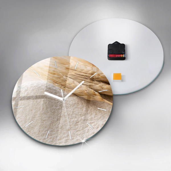 Orologio rotondo in vetro Farina e spighe di grano