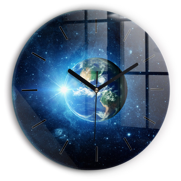Orologio rotondo in vetro Terra e galassia – NASA