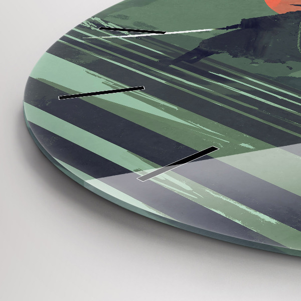 Orologio rotondo in vetro Samurai nella foresta