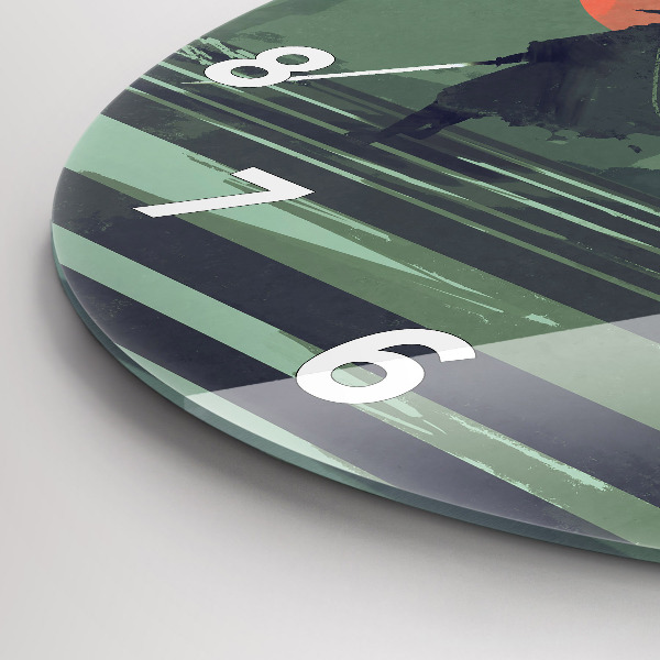 Orologio rotondo in vetro Samurai nella foresta