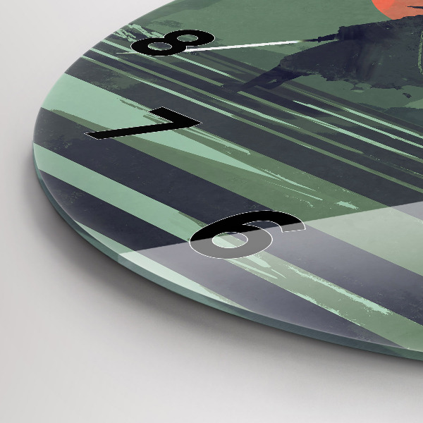 Orologio rotondo in vetro Samurai nella foresta