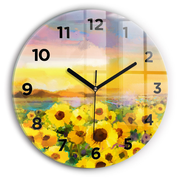 Orologio rotondo in vetro Campo di girasoli