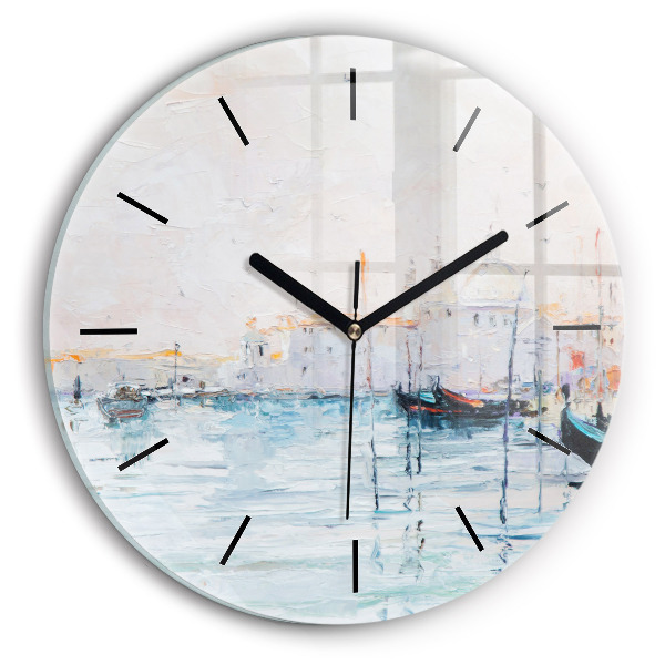 Orologio rotondo Dipinto ad olio yacht mare