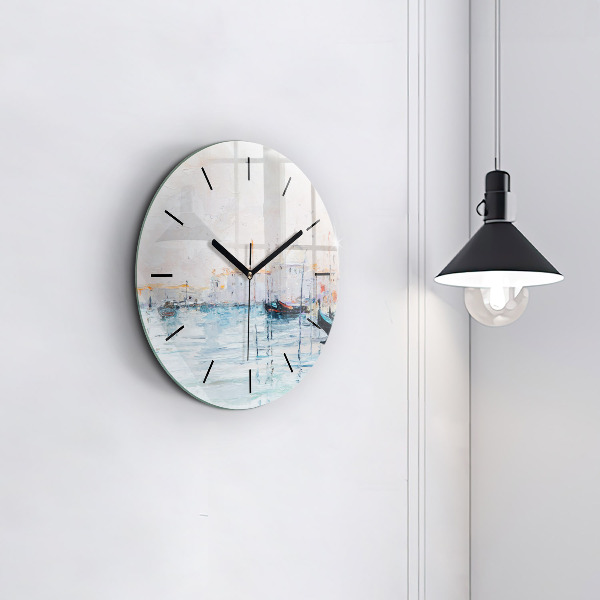 Orologio rotondo Dipinto ad olio yacht mare