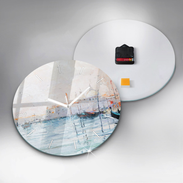 Orologio rotondo Dipinto ad olio yacht mare