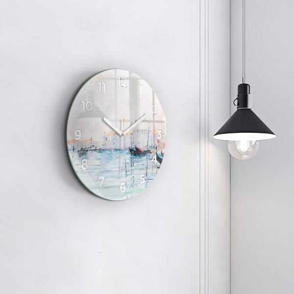 Orologio rotondo Dipinto ad olio yacht mare