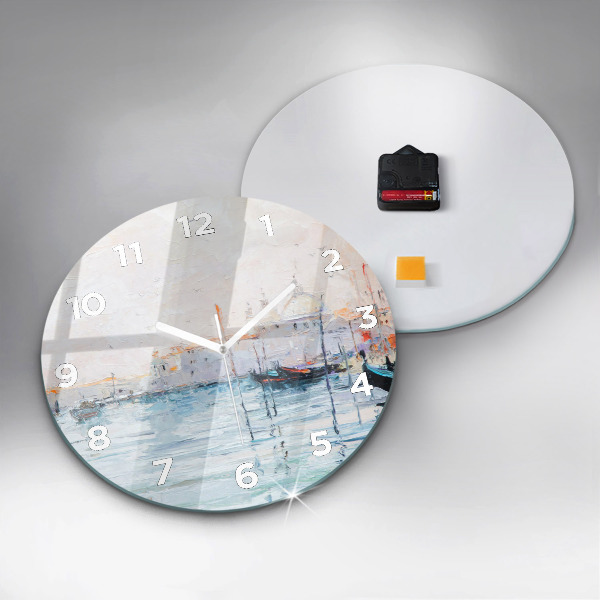 Orologio rotondo Dipinto ad olio yacht mare