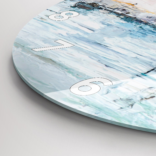 Orologio rotondo Dipinto ad olio yacht mare