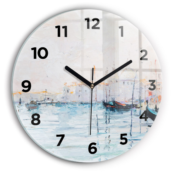 Orologio rotondo Dipinto ad olio yacht mare