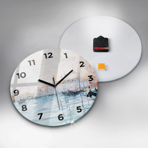 Orologio rotondo Dipinto ad olio yacht mare
