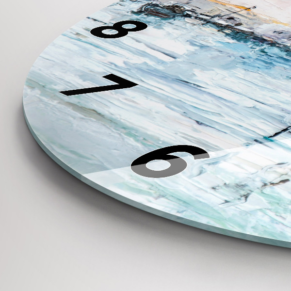 Orologio rotondo Dipinto ad olio yacht mare