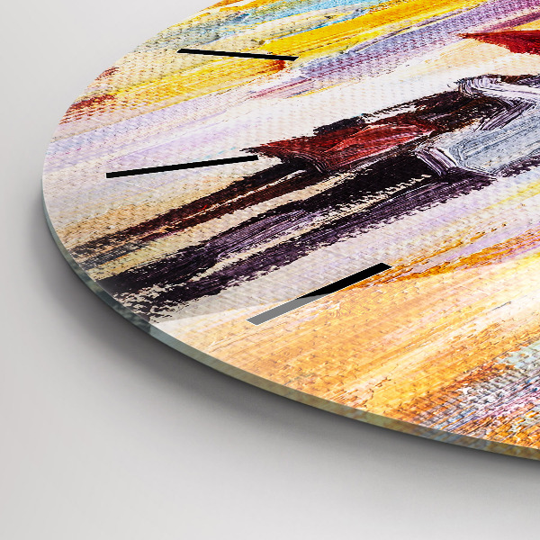 Orologio rotondo Coppia sotto la pioggia