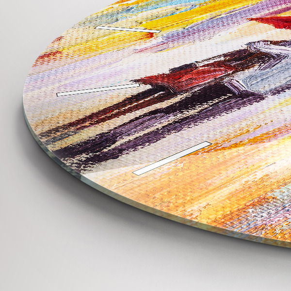 Orologio rotondo Coppia sotto la pioggia