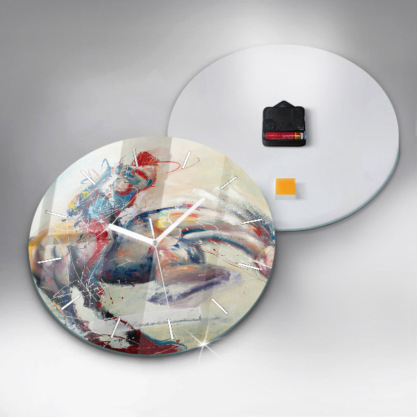 Orologio rotondo in vetro Illustrazione di cavalli al galoppo