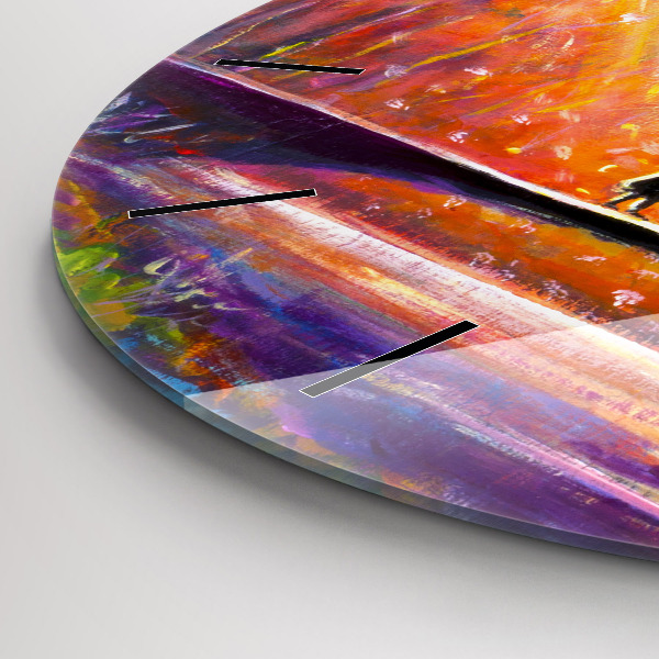 Orologio rotondo in vetro Coppia nella foresta