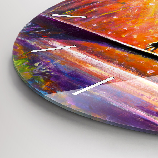 Orologio rotondo in vetro Coppia nella foresta