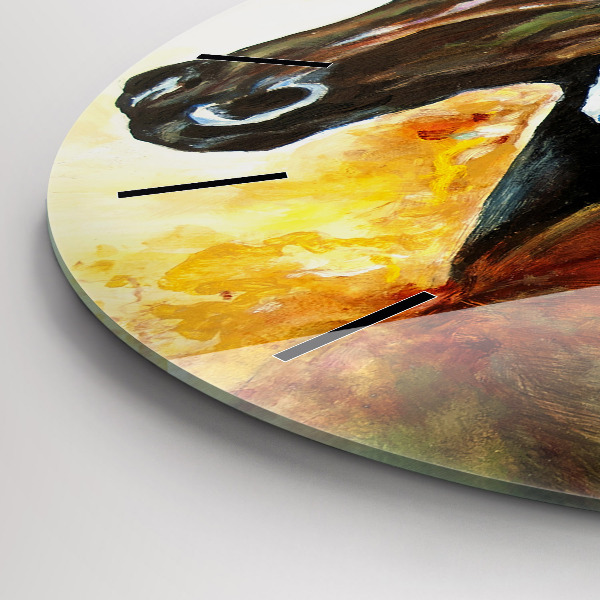 Orologio rotondo in vetro Due cavalli dipinti