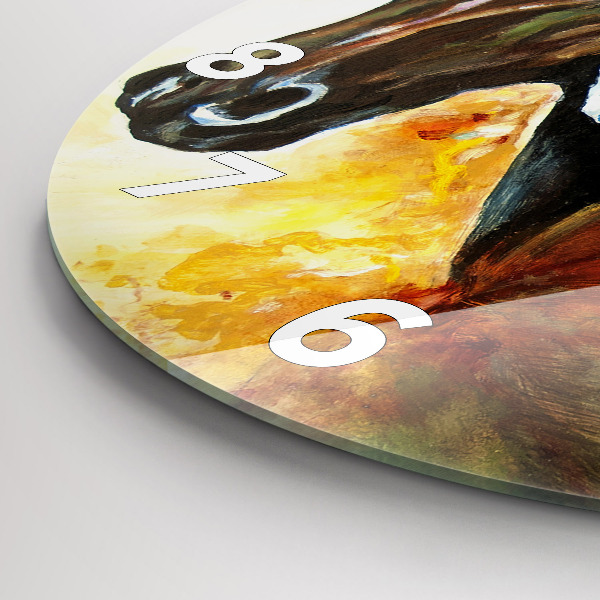 Orologio rotondo in vetro Due cavalli dipinti