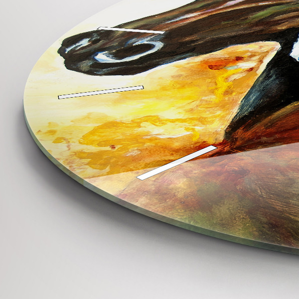 Orologio rotondo in vetro Due cavalli dipinti