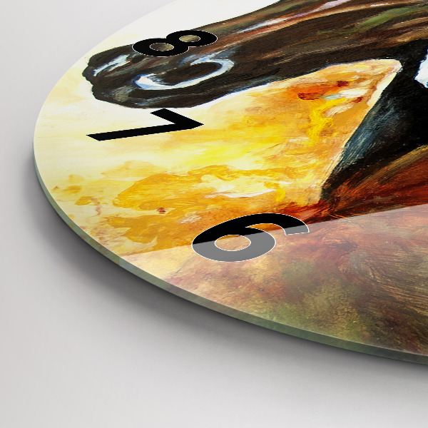 Orologio rotondo in vetro Due cavalli dipinti