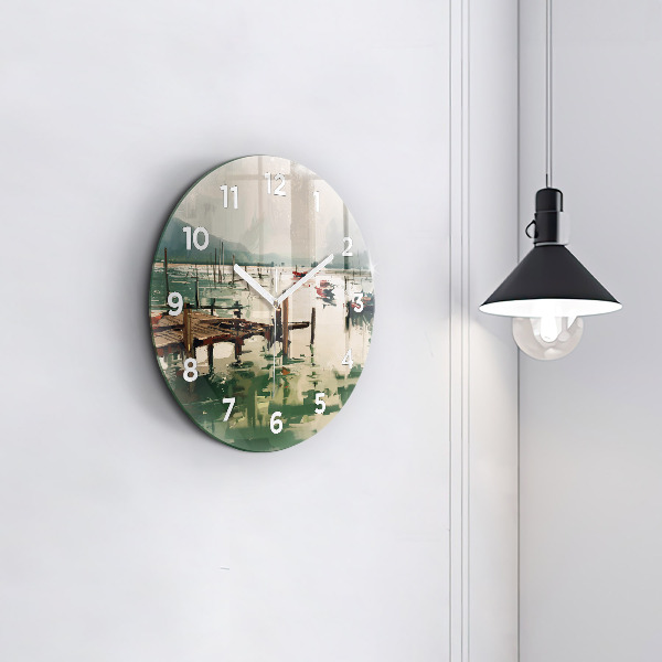 Orologio rotondo Barche da pesca nel porto