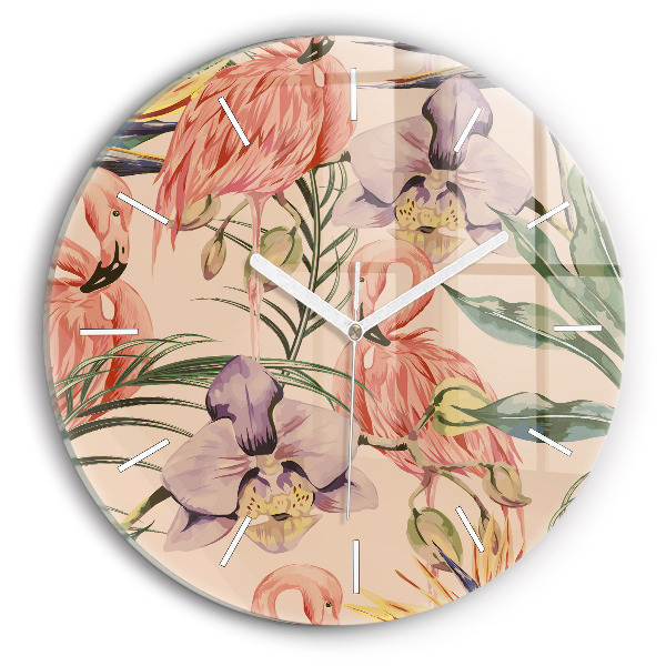 Orologio rotondo in vetro Foglie di palma tropicali