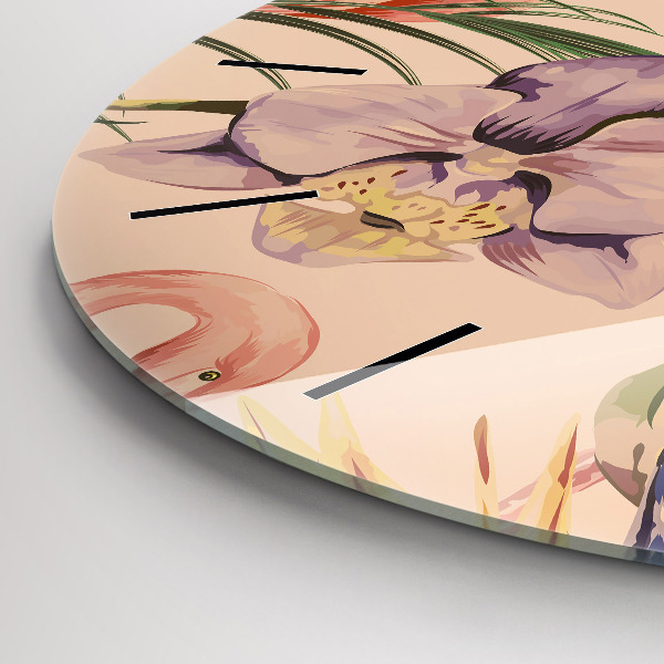 Orologio rotondo in vetro Foglie di palma tropicali