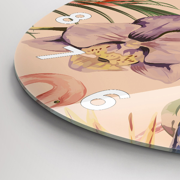Orologio rotondo in vetro Foglie di palma tropicali